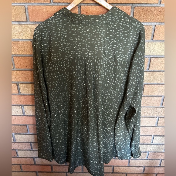EVRI Green Button Down Collared Blouse Women’s Size 3X - Picture 2 of 4